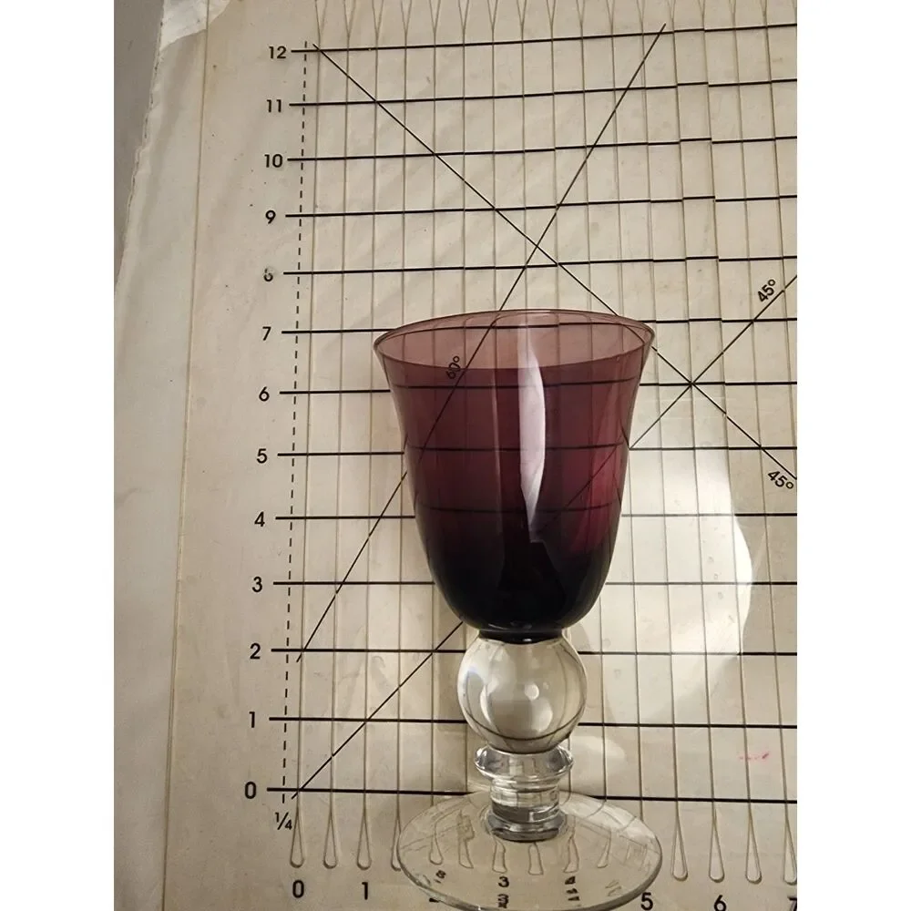 #7739 Amethyst Purple Wine Water Stem Glasses Pair